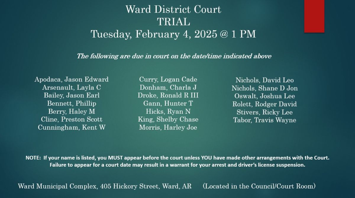 Trial Docket-Feb 4, 1 PM