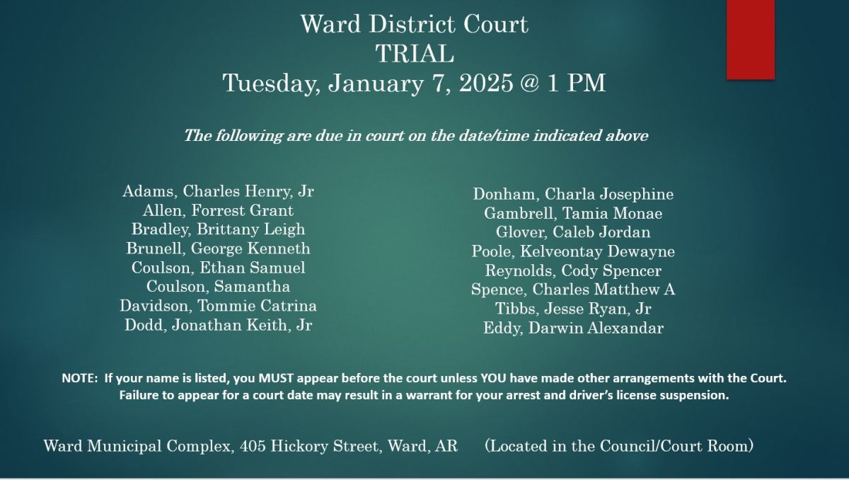 Trial Docket-Jan 7, 1 PM