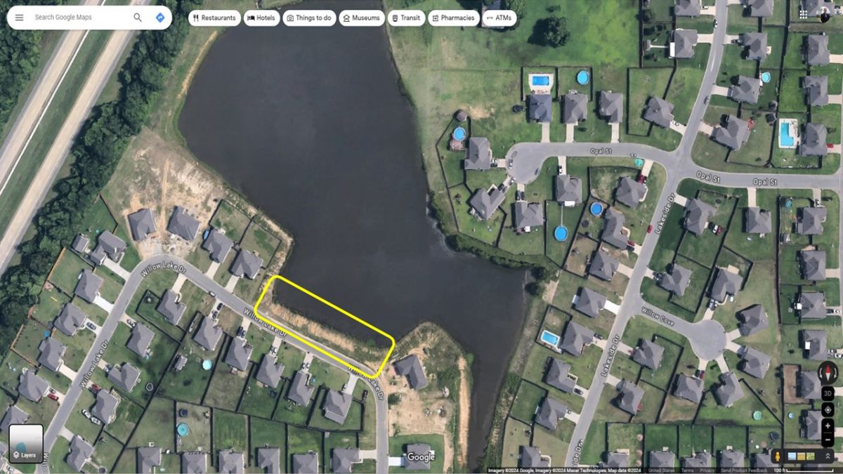 Overhead picture of Willow Lake Proposed Parking Area